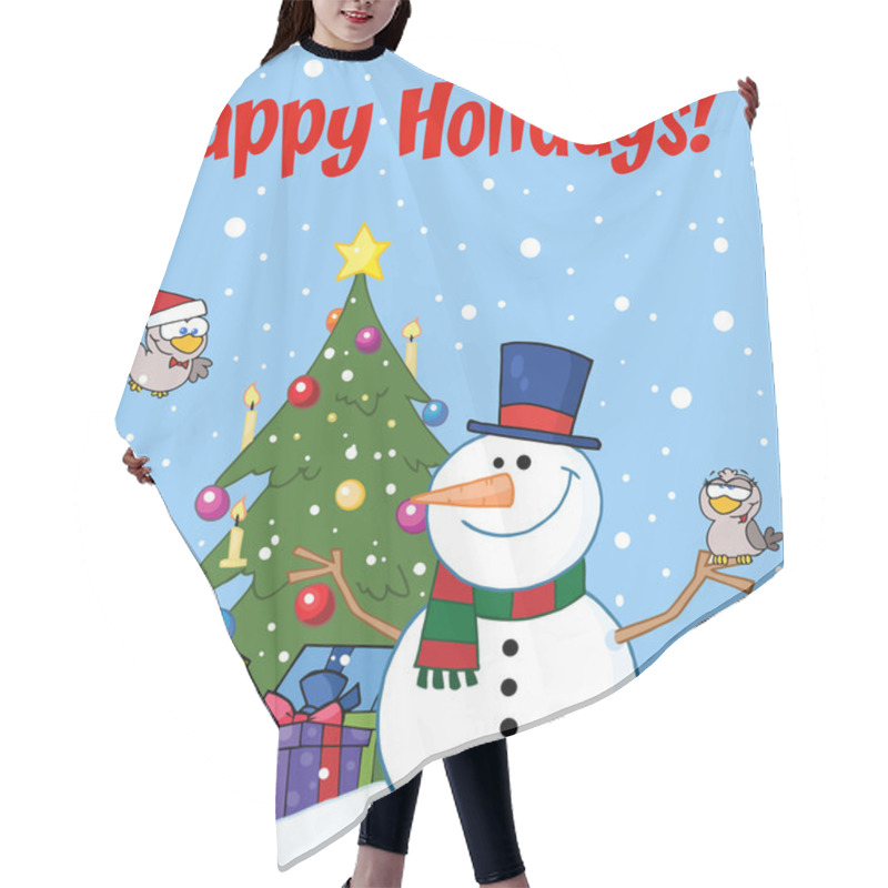 Personality  Cartoon  Happy Snowman Hair Cutting Cape