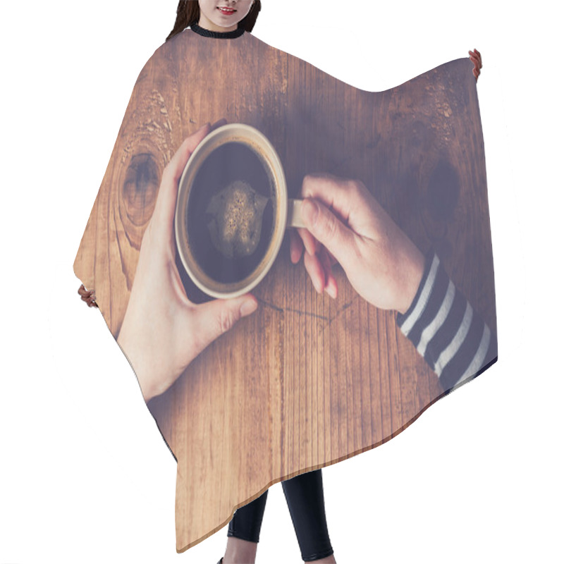 Personality  Lonely Woman Drinking Coffee In The Morning Hair Cutting Cape