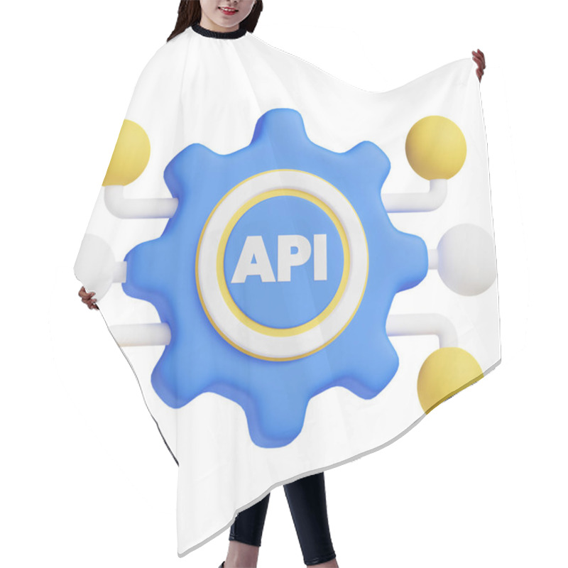 Personality  API Setting 3d Icon Illustration: Ideal For Business, Technology, Websites, Apps, Education, Marketing. Modern 3D Design Graphics. Hair Cutting Cape