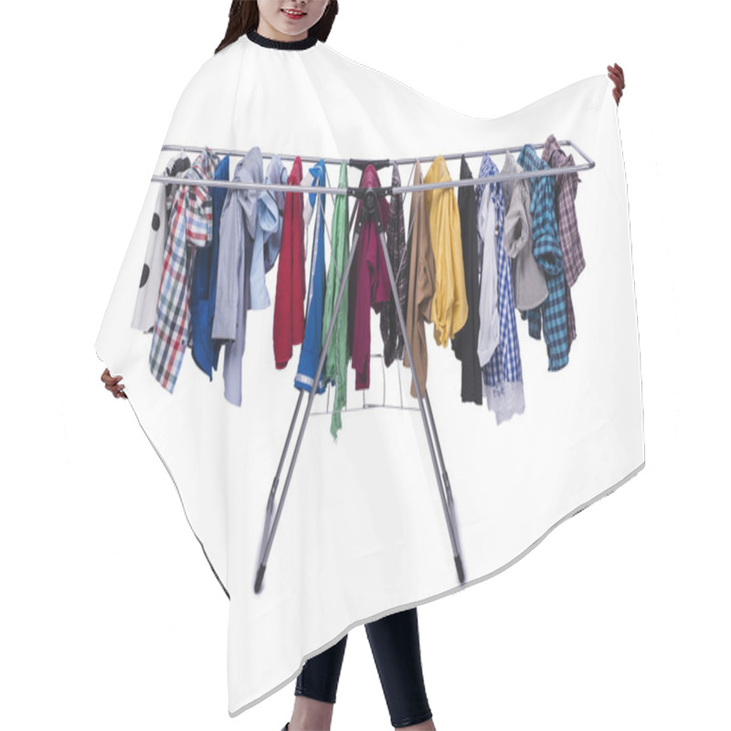 Personality  Collapsible Clotheshorse Isolated On The White Background Hair Cutting Cape