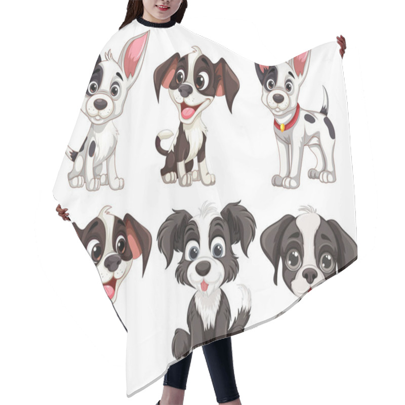 Personality  Diverse Dogs Characters Collection Illustration Hair Cutting Cape