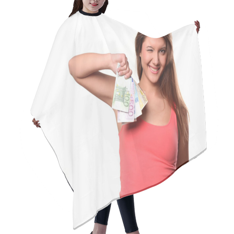 Personality  Girl With Money Hair Cutting Cape