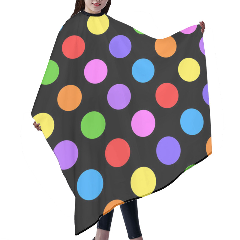 Personality  Seamless Geometric Pattern In  Polka Dots On A Black Background. Hair Cutting Cape