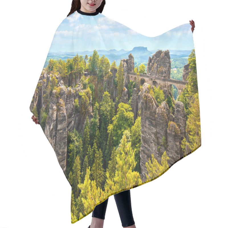 Personality  Saxon Switzerland, Bastai Bridge. Mountain View Hair Cutting Cape