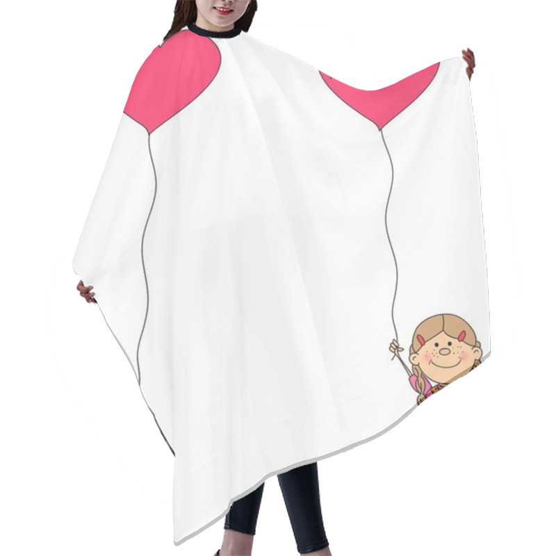 Personality  Girl And Boy Holding A Balloon Heart Hair Cutting Cape