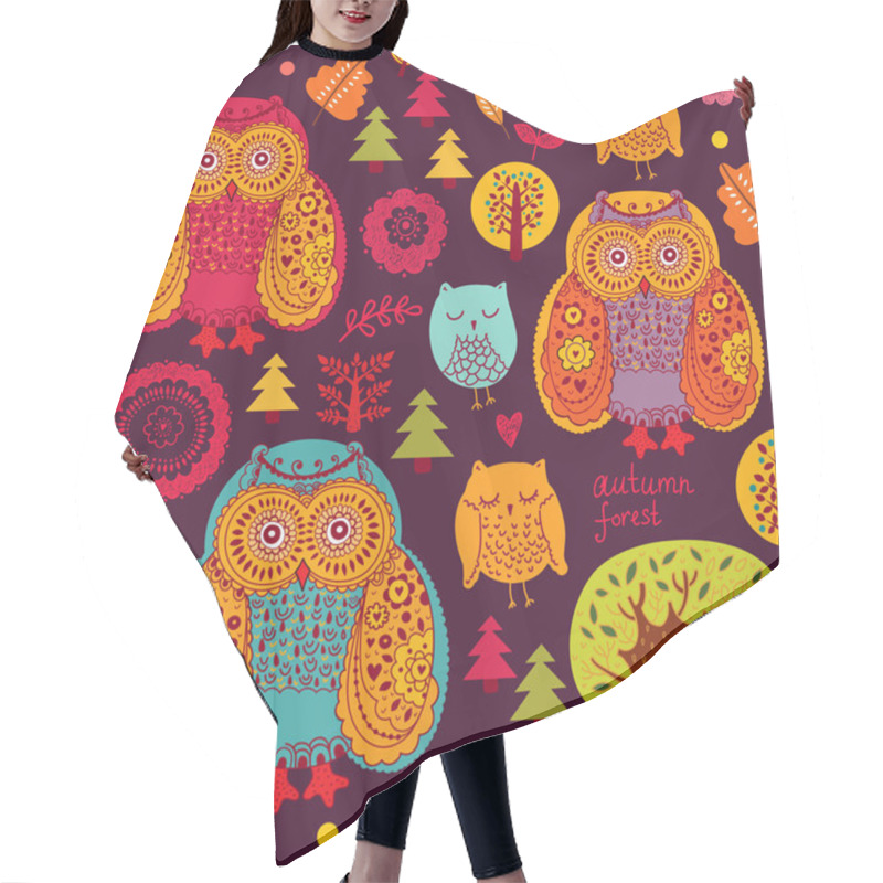 Personality  Background Wiht Owls Hair Cutting Cape