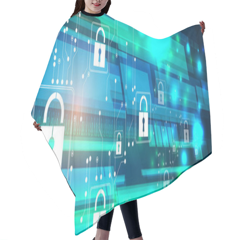 Personality  Cybersecurity And Information Or Network Protection. Future Tech Hair Cutting Cape