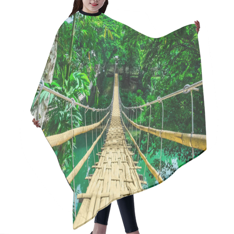 Personality  Bamboo Hanging Bridge Over River In Tropical Forest Hair Cutting Cape