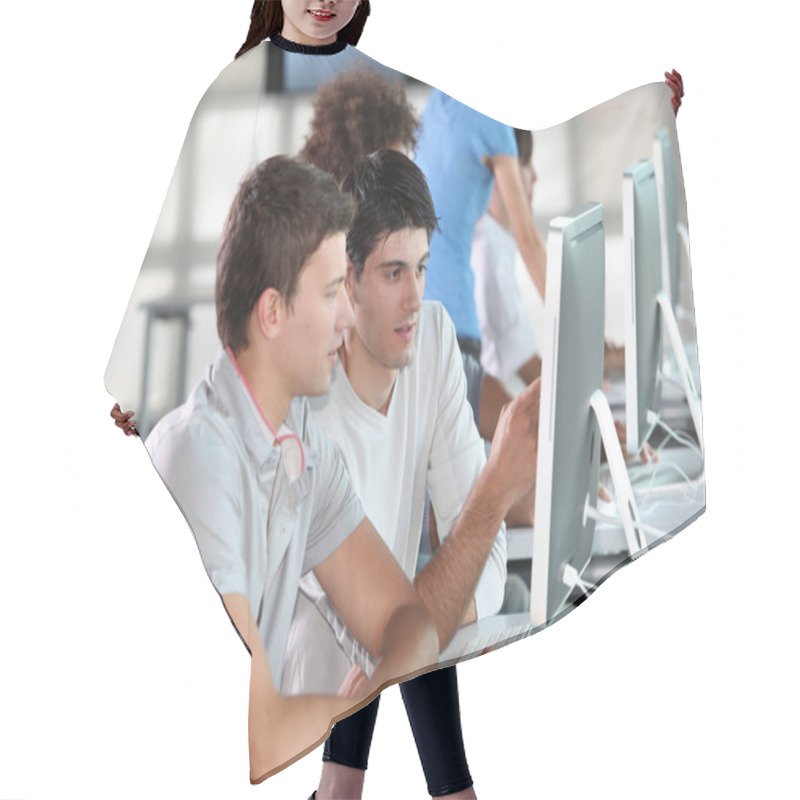 Personality  Group Of Young In Business Training Hair Cutting Cape