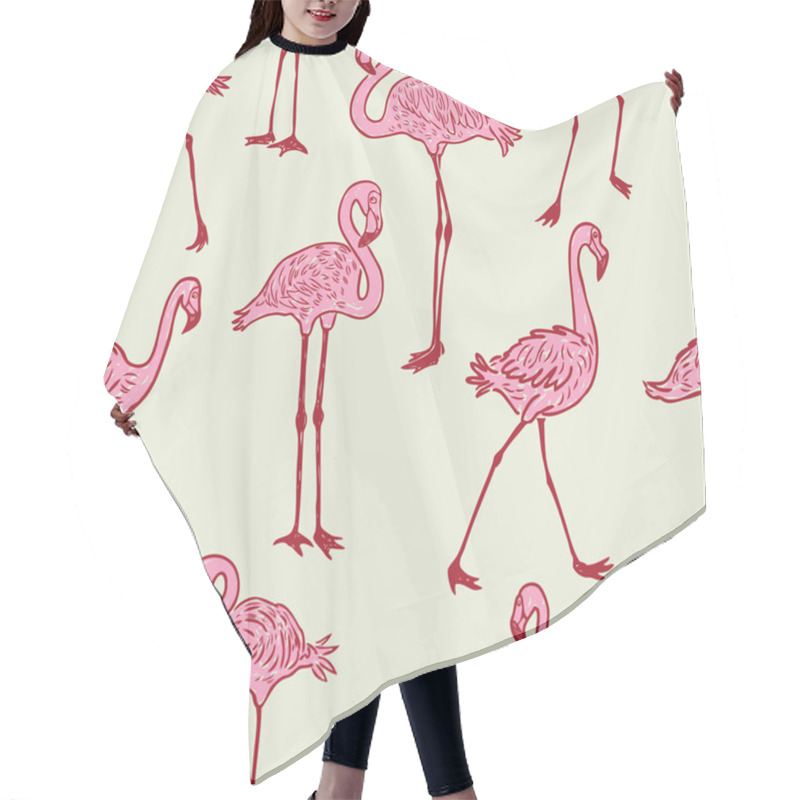 Personality  Seamless Background Of The Cartoon Pink Flamingos Hair Cutting Cape