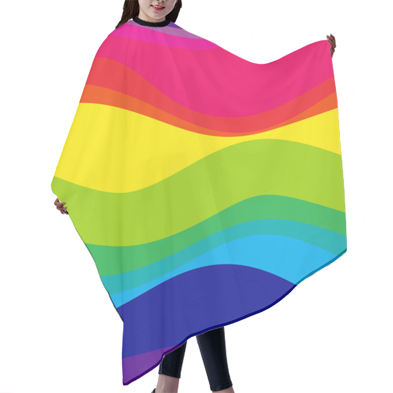 Personality  Seamless Rainbow Waves Hair Cutting Cape