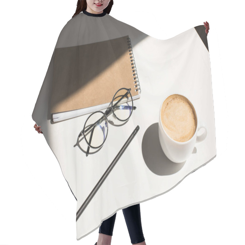 Personality  Coffee, Eyeglasses And Notepad Hair Cutting Cape