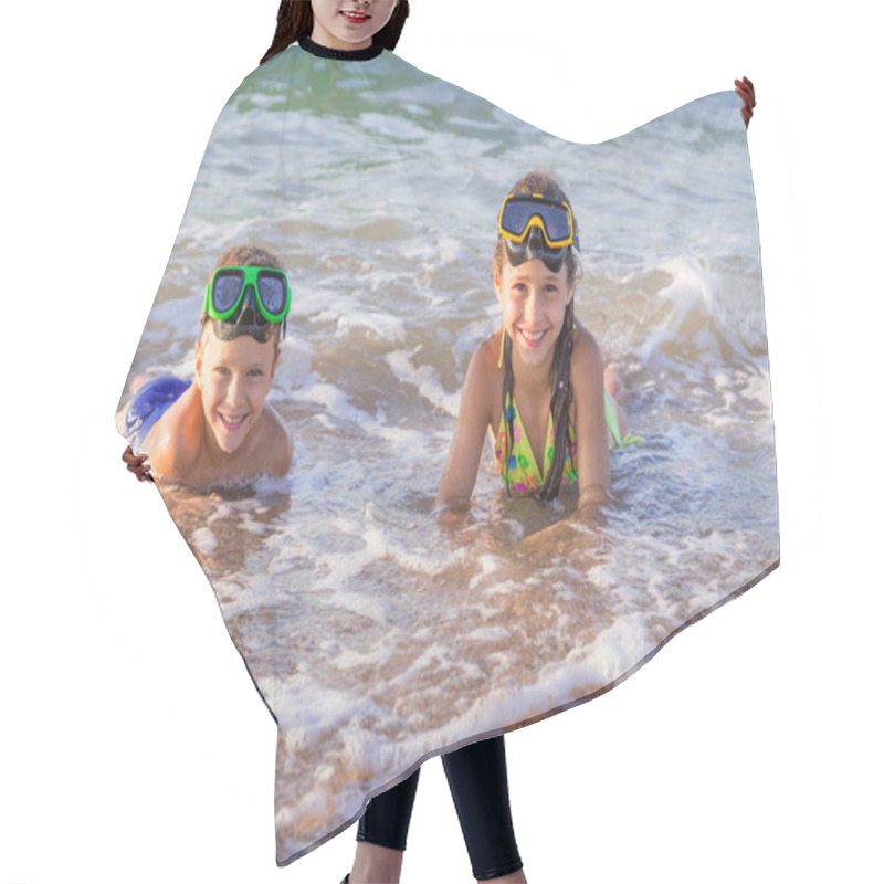 Personality  Two Kids In Diving Masks On The Sea Hair Cutting Cape