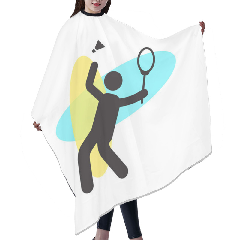 Personality  Man Playing Badminton Icon Vector Sign And Symbol Isolated On Wh Hair Cutting Cape