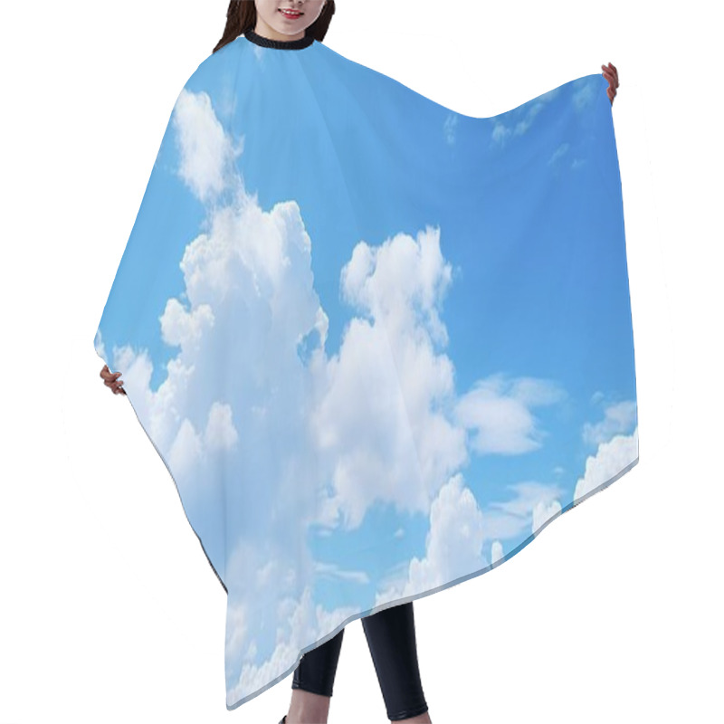 Personality  Vivid Blue Sky Adorned With Fluffy White Clouds Hair Cutting Cape