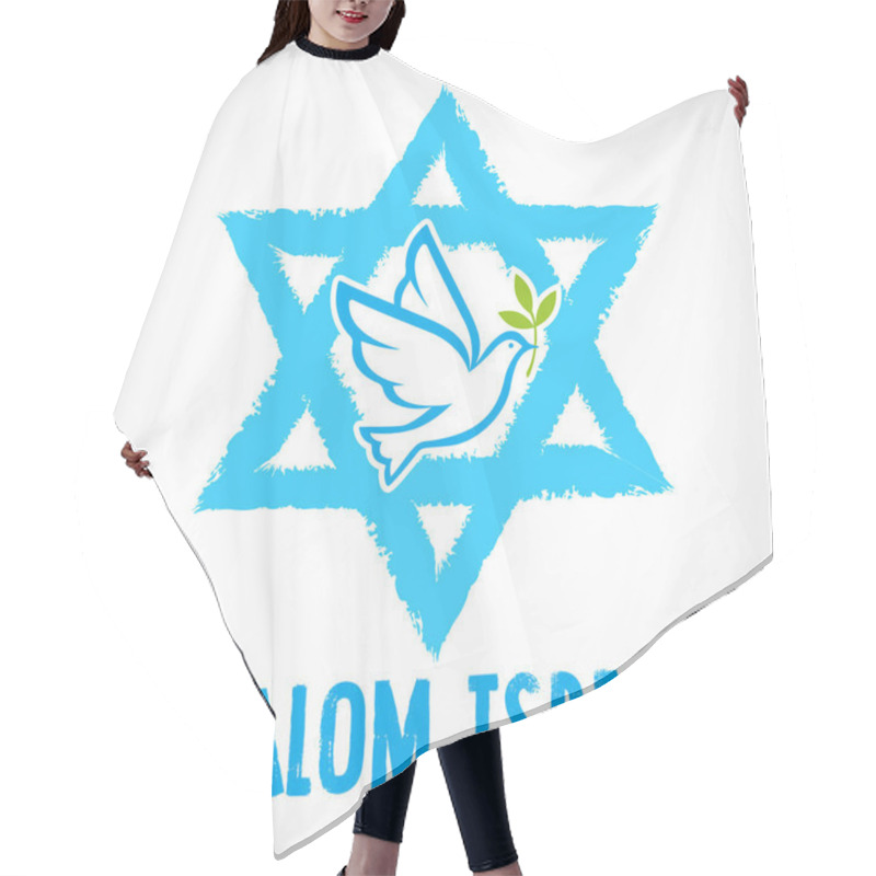 Personality  Star Of David With Dove With Olive Branch Vector Illustration. Israel Independence Day. Hanukkah Greeting Cards. Shield Of David. Flying Pigeons Symbol Of Peace. Flag Of Israel. Hair Cutting Cape