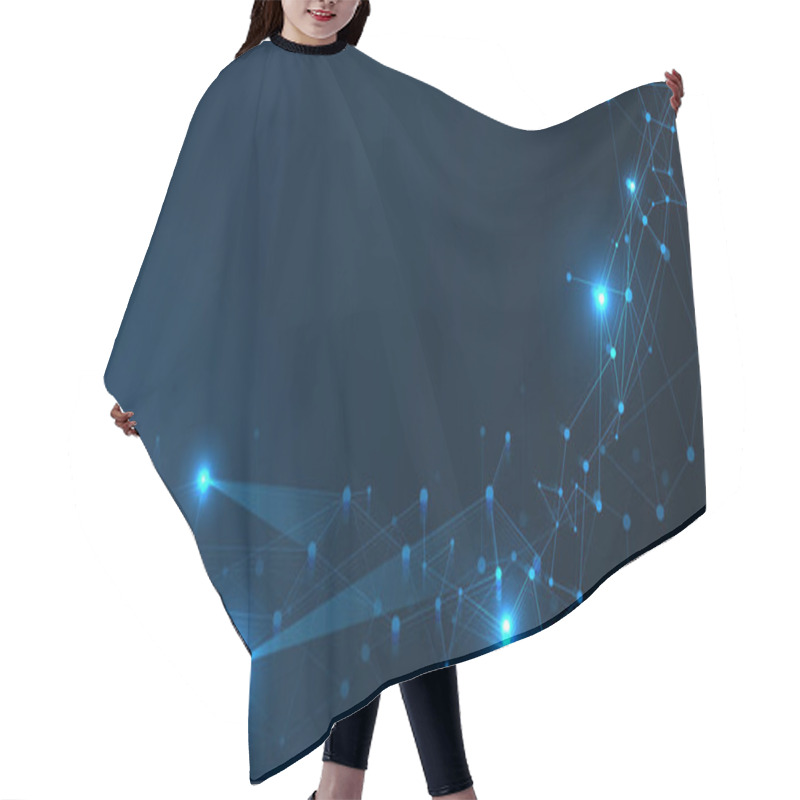 Personality  Abstract Technology Network Structure Background. Futuristic Plexus Effect Computer Geometric Connection Structure. Hair Cutting Cape