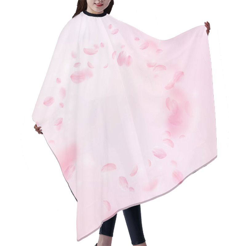 Personality  Sakura Petals Falling Down. Romantic Pink Flowers  Hair Cutting Cape