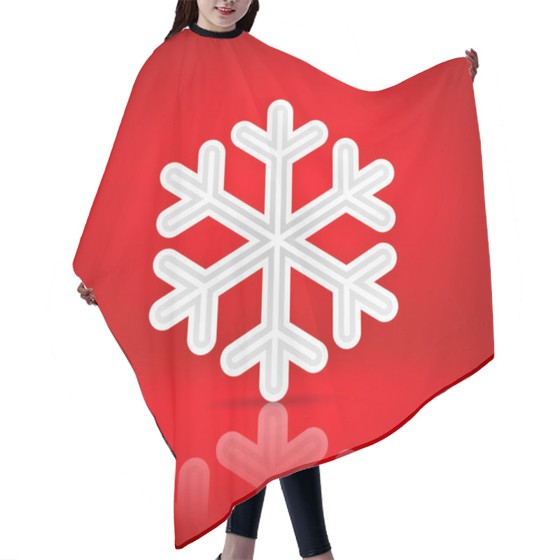 Personality  White Satin Snowflake Sign With Dark Drop Shadow On Red Background. This Vector Illustration Saved In 10 Eps Hair Cutting Cape