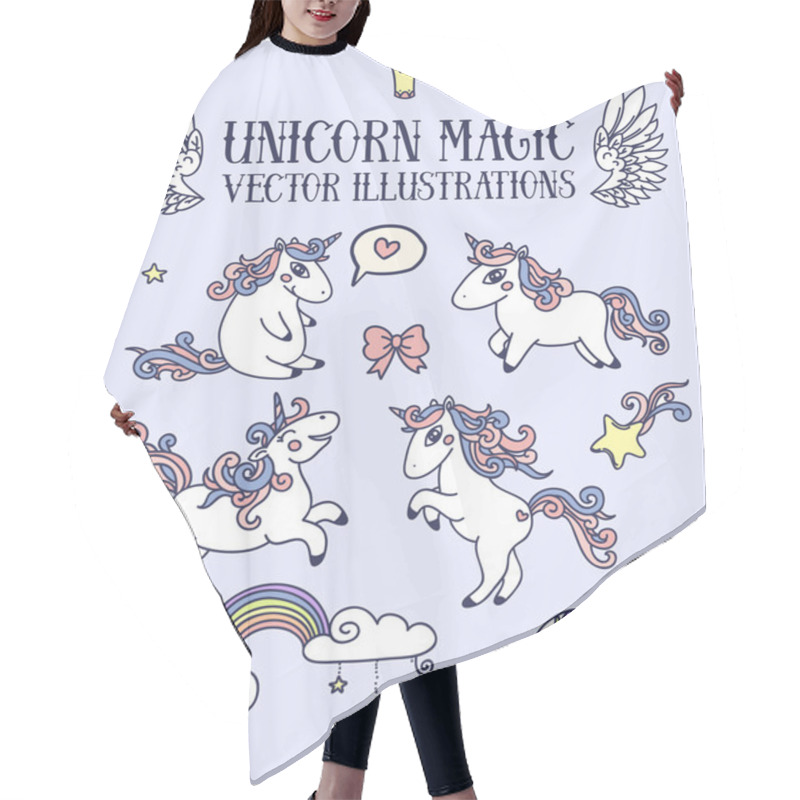 Personality  Magic Set Of Cute Doodle Unicorns Hair Cutting Cape