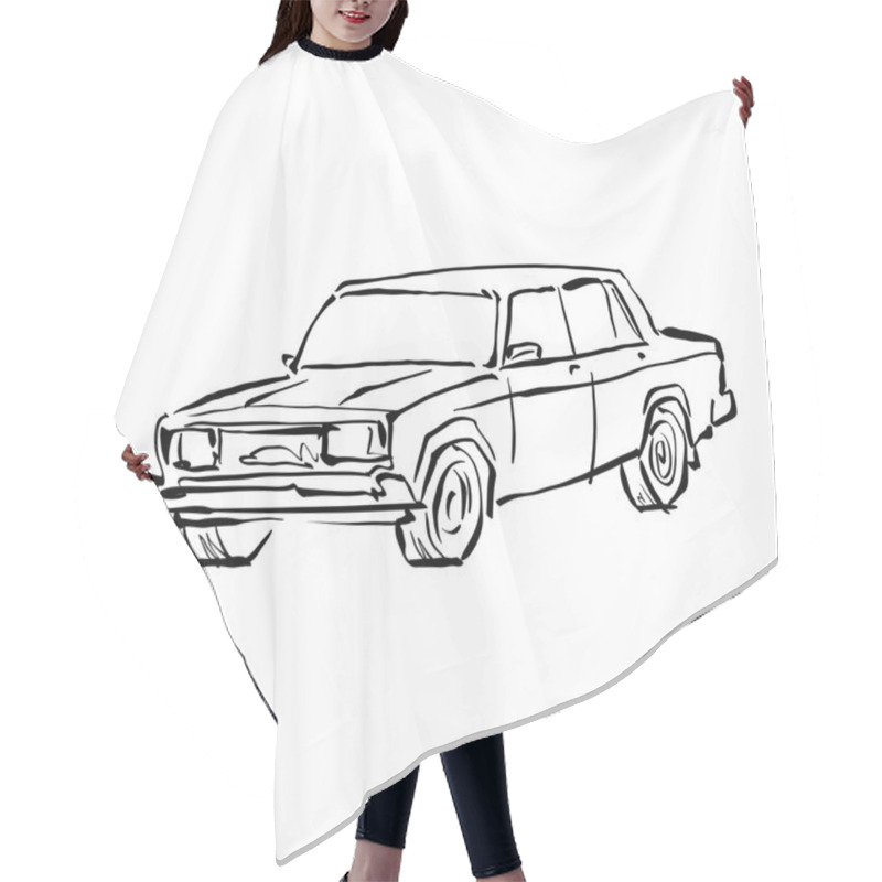 Personality  Monochrome Hand Drawn Car On White Background, Black And White I Hair Cutting Cape