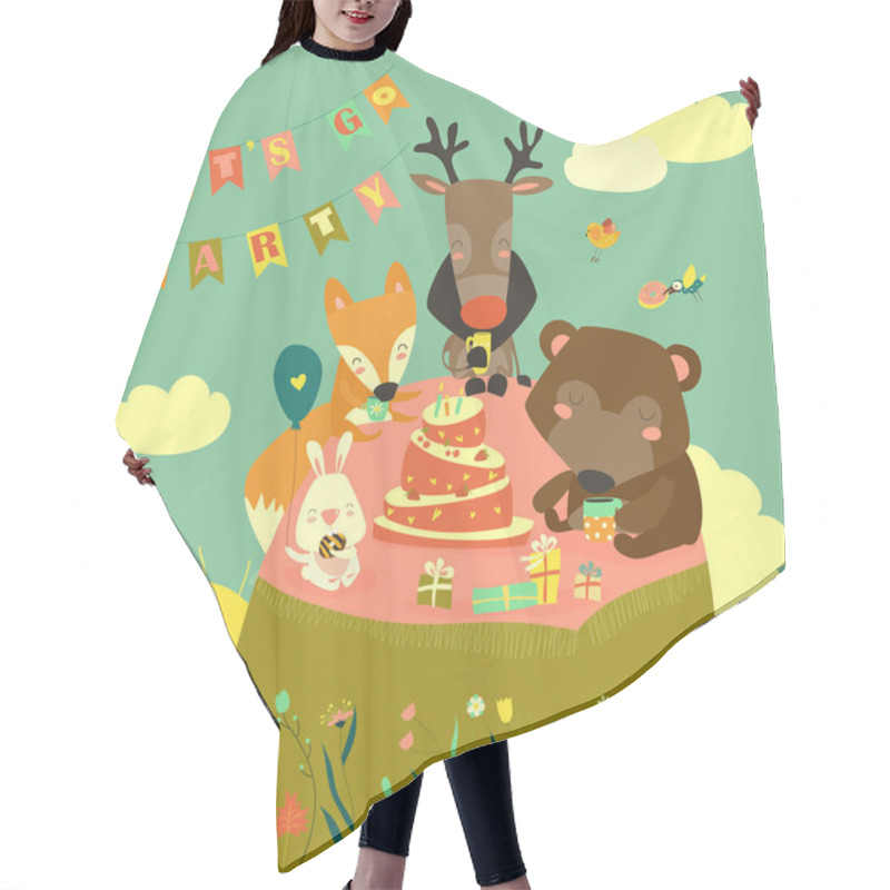 Personality  Birthday Background With Happy Animals Hair Cutting Cape