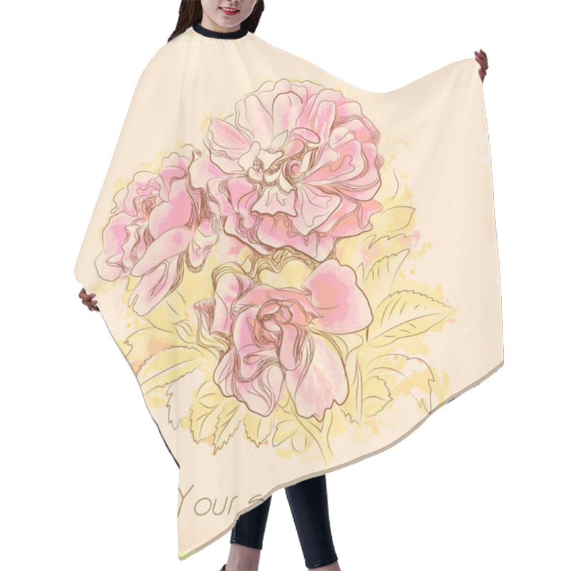 Personality  Autumnal Roses On The Old Paper Hair Cutting Cape