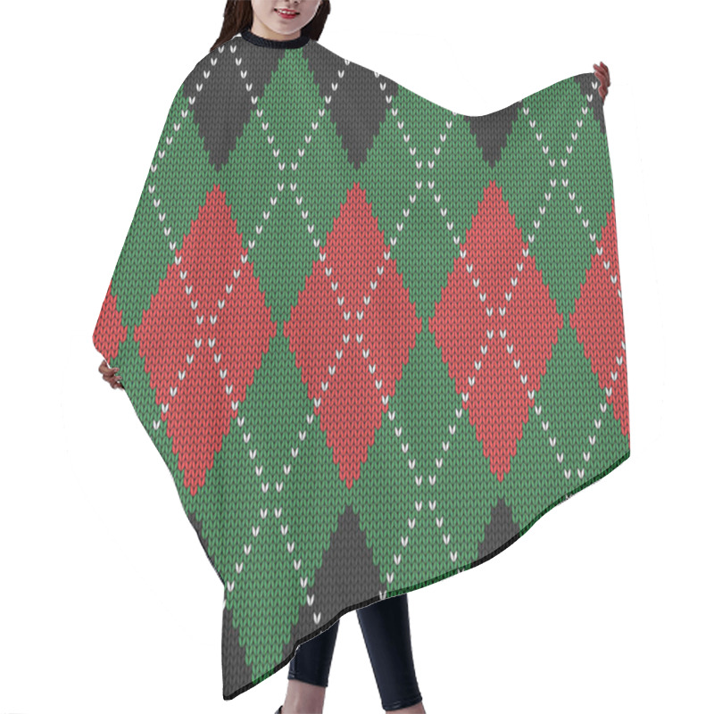 Personality  Knitted Argyle Christmas And New Year Pattern Hair Cutting Cape