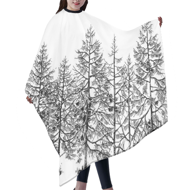 Personality  Pine Forest Hand Drawn Border Hair Cutting Cape