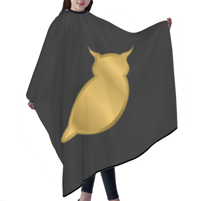 Personality  Big Owl Gold Plated Metalic Icon Or Logo Vector Hair Cutting Cape