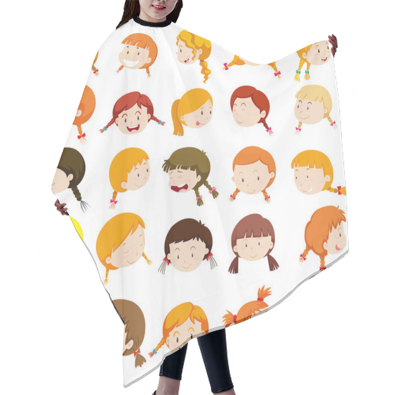 Personality  Girl Head With Facial Expressions Hair Cutting Cape