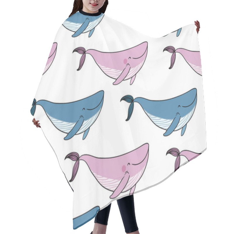 Personality  Pattern With A Small Cartoon Whale. Hair Cutting Cape