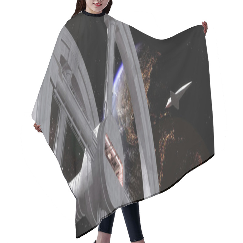 Personality  Space Station And Shuttle Hair Cutting Cape