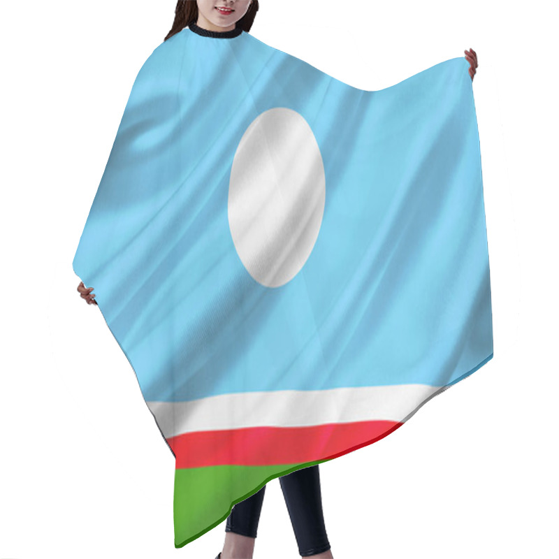 Personality  Sakha Republic Flag Waving With The Wind, 3D Illustration. Hair Cutting Cape