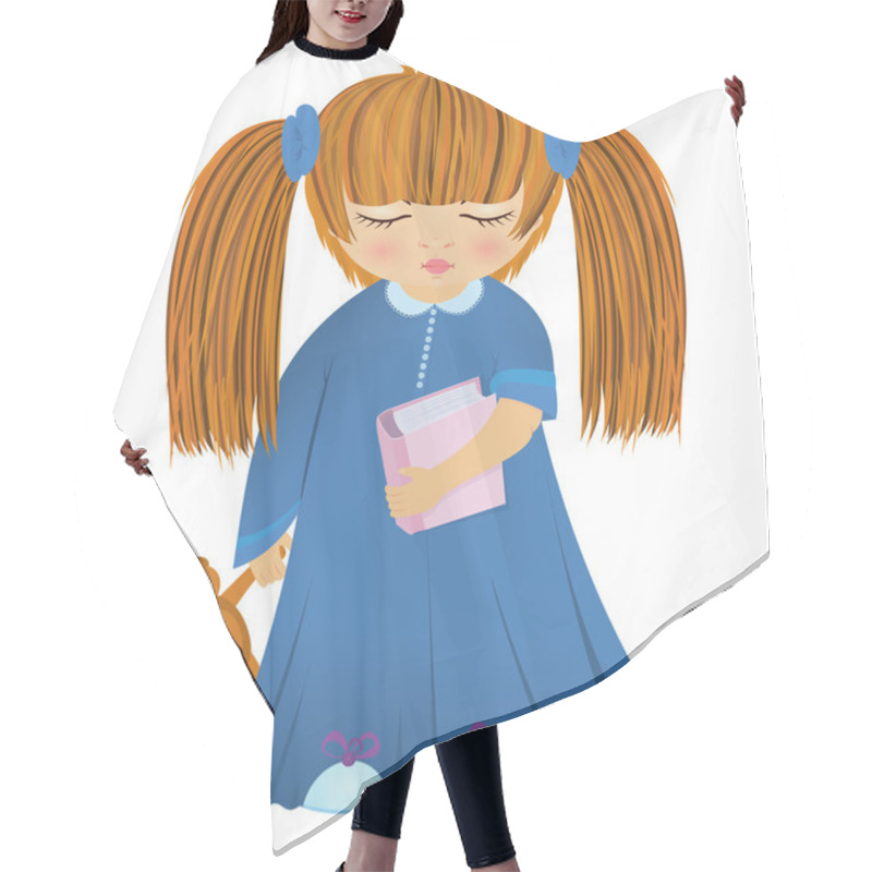 Personality  Cartoon Sleepy Girl Vector Hair Cutting Cape