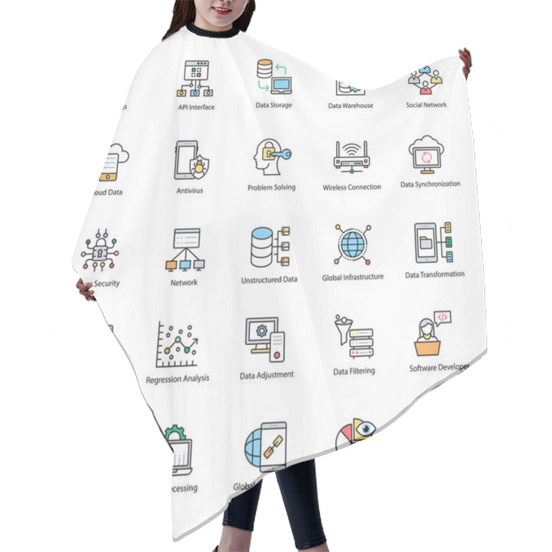 Personality  Data Science Flat Vector Icons  Hair Cutting Cape