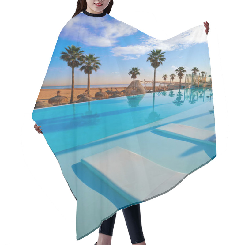 Personality  Resort Infinity Pool In A Beach With Palm Trees Hair Cutting Cape