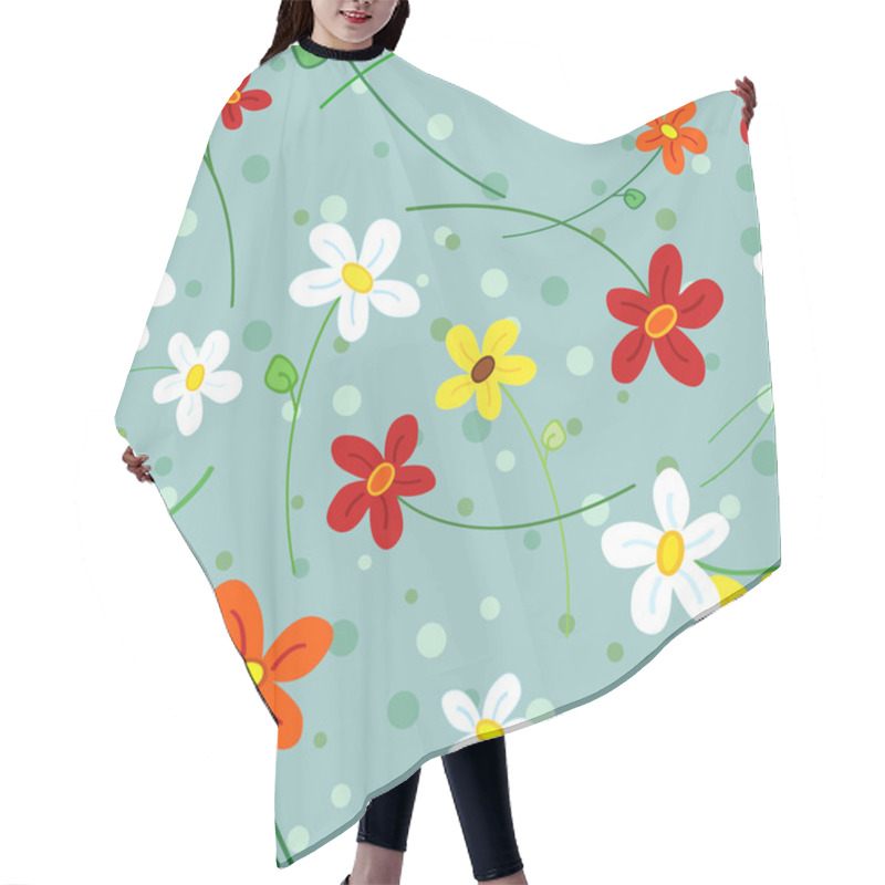 Personality  Seamless Daisy Flowers Pattern Hair Cutting Cape