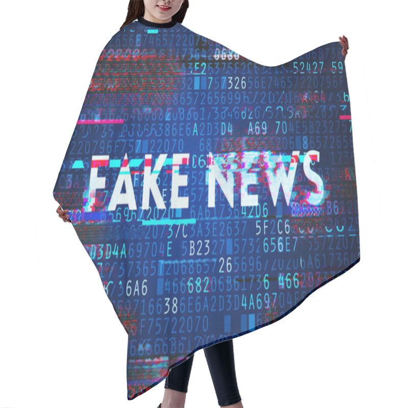 Personality  Fake News On Internet In Modern Digital Age, Conceptual Illustration With Text Overlaying Hexadecimal Encrypted Computer Code Hair Cutting Cape