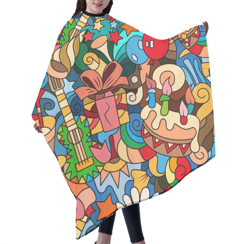 Personality  Birthday Theme Seamless Pattern  Hair Cutting Cape