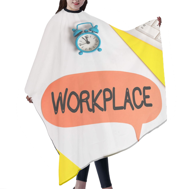 Personality  Word Writing Text Workplace. Business Concept For Area Where You Can Find Busy Showing Doing Their Job Orders Flat Lay With Copy Space On Bubble Paper Clock And Paper Clips. Hair Cutting Cape