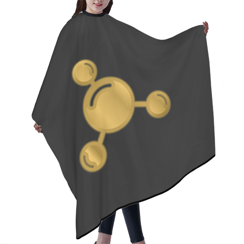 Personality  3 Molecules Gold Plated Metalic Icon Or Logo Vector Hair Cutting Cape