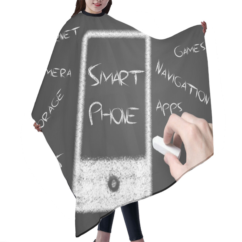 Personality  Smartphone On Blackboard Hair Cutting Cape