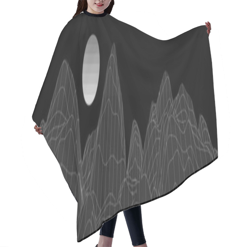 Personality  Black And White Unearthly Landscape Polygonal Mountains Hair Cutting Cape