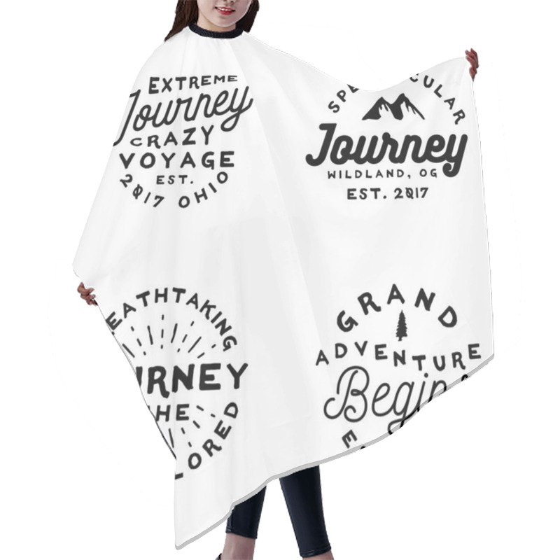 Personality  Minimal Old-fashoned Logos On Adventure Theme.  Hair Cutting Cape