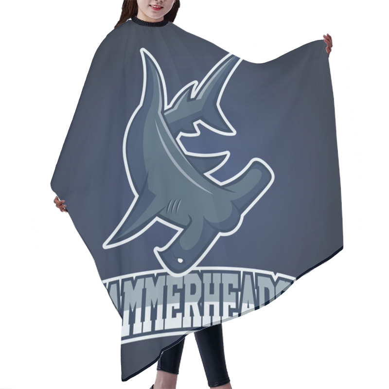 Personality  Modern Professional Logo For Sport Team. Shark Mascot. Hammerheads, Vector Symbol On A Dark Background. Hair Cutting Cape