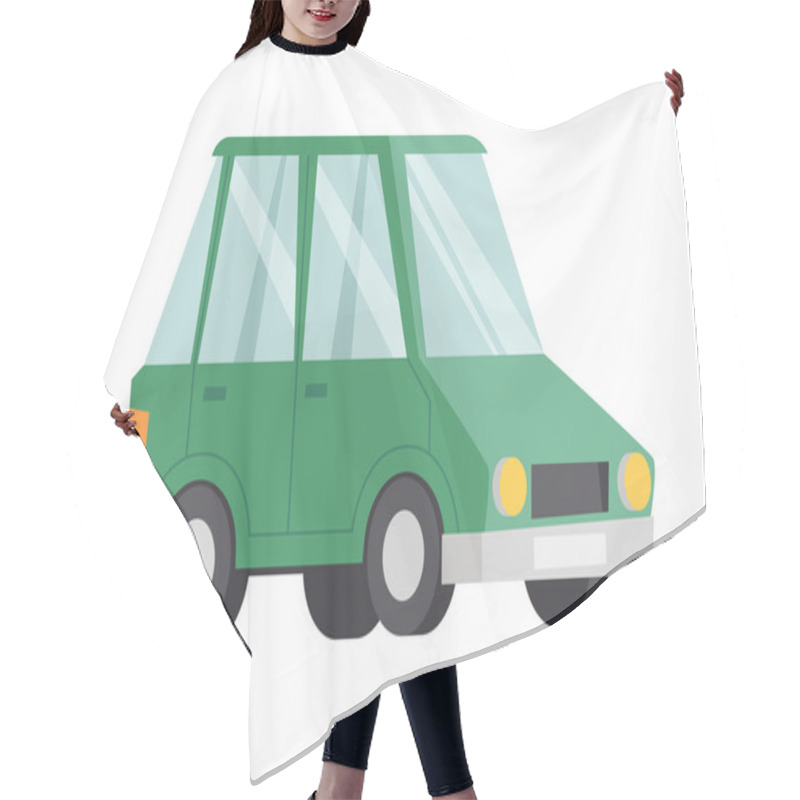 Personality  Green Car Vector Illustration. Hair Cutting Cape