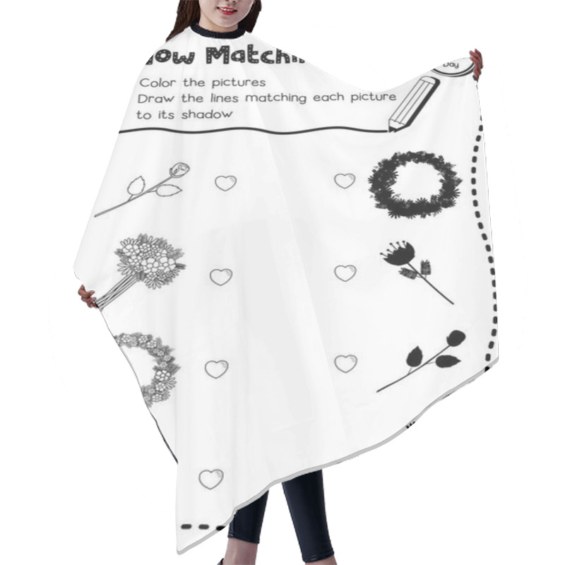 Personality  Shadow Matching Game Of Flowers For Preschool Kids Activity Worksheet In Valentines Day Theme Coloring Printable Version Layout In A4. Hair Cutting Cape