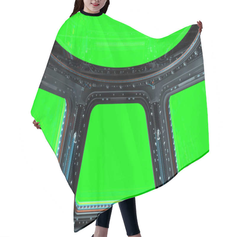 Personality  Space Station Window 3D Rendering Hair Cutting Cape