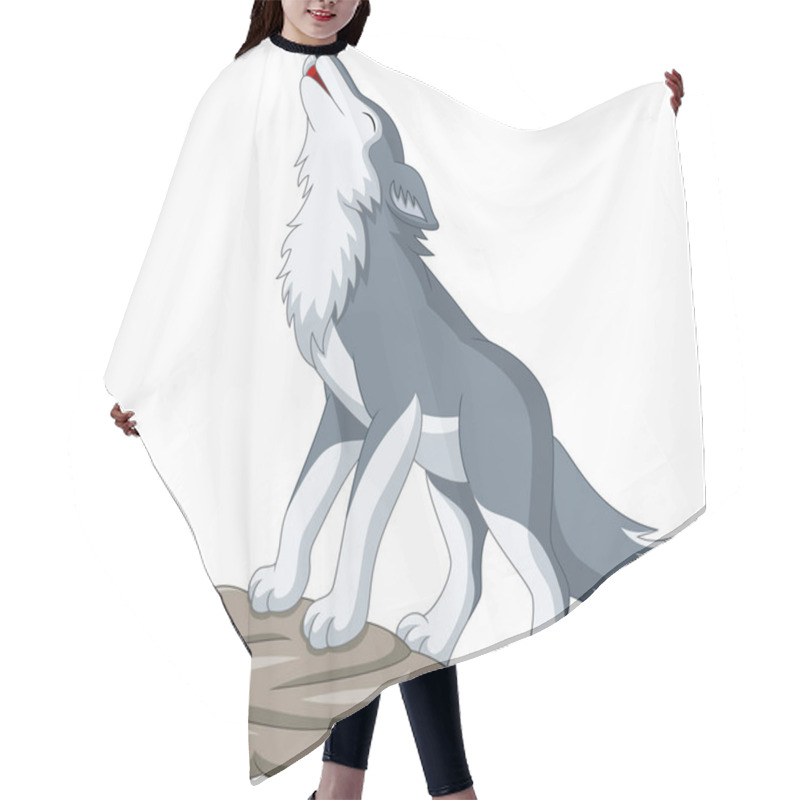 Personality  Vector Illustration Of Cartoon Happy Lamb On The Grass Hair Cutting Cape